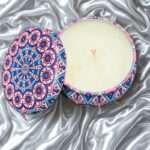 Handcrafted mandala tin candle with artistic design – Pavanea