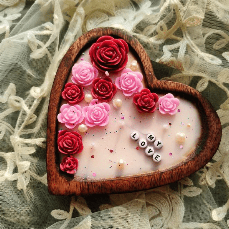 Wooden heart shape candle – Pavanea handmade